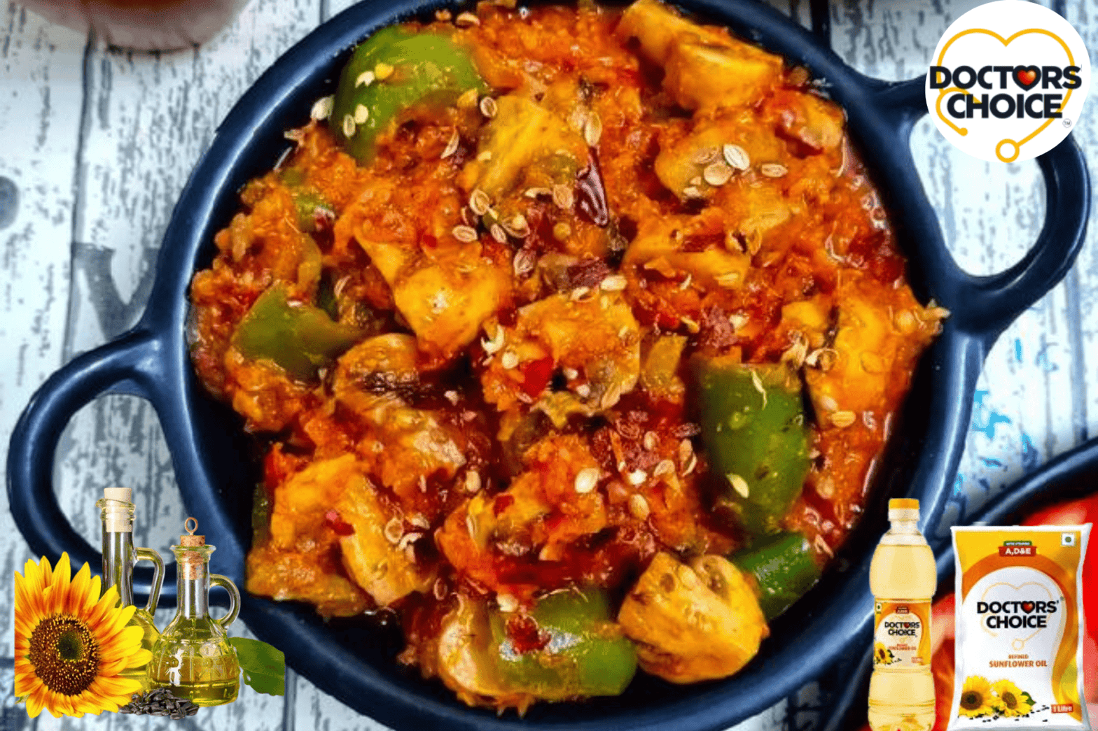 Kadai Mushroom Recipe with Sunflower oil